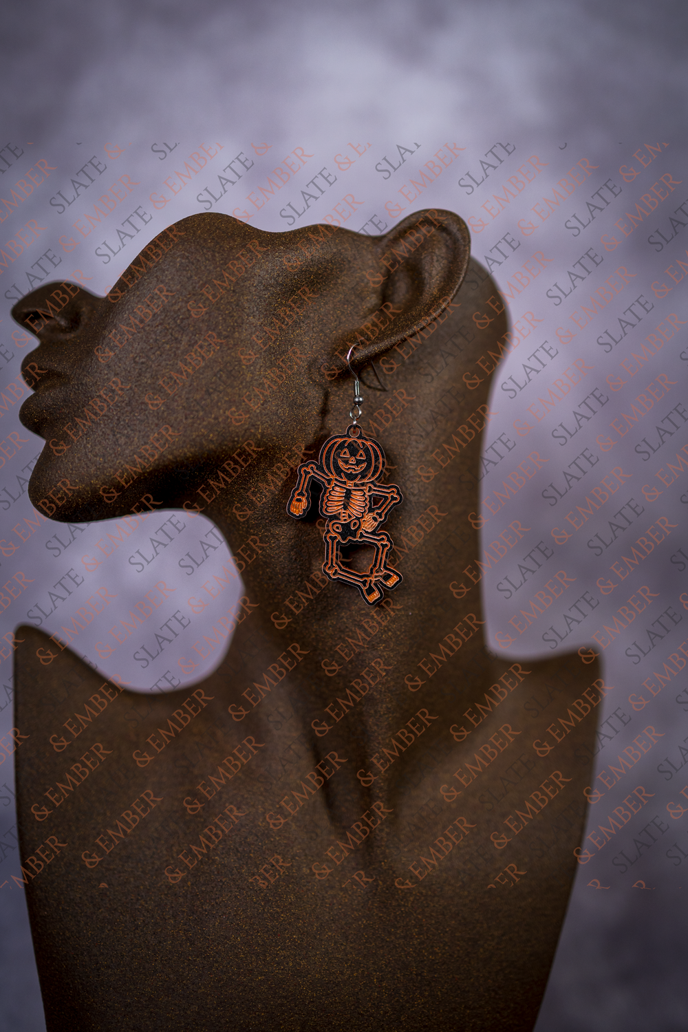 Pumpkin Bones Skeleton Acrylic Earrings