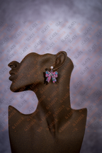 Midnight Bloom Sugar Skull Bow Acrylic Earrings