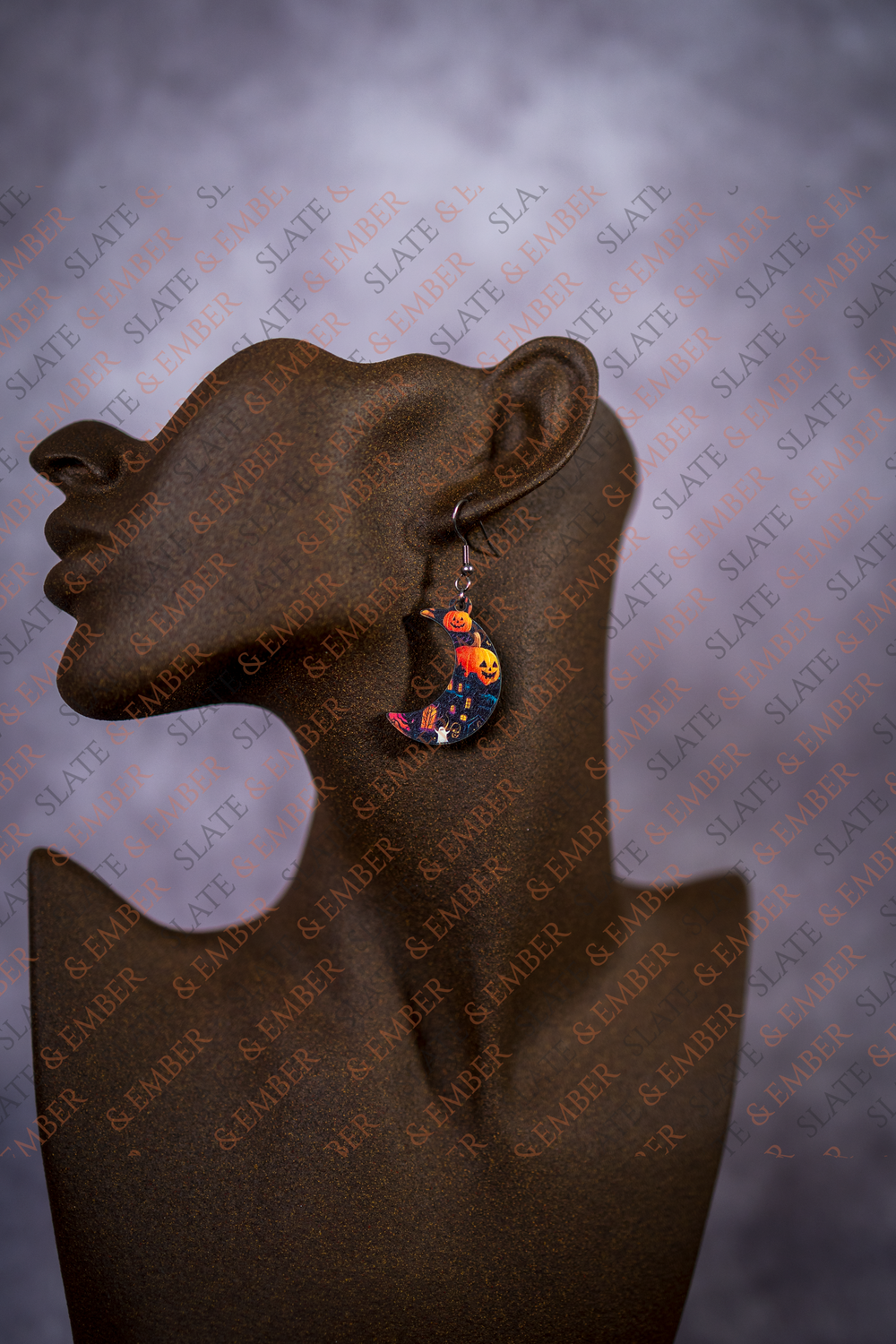 Spooky Nights Crescent Moon Acrylic Earrings