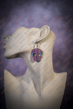 Midnight Glitter Floral Sugar Skull Acrylic Earrings