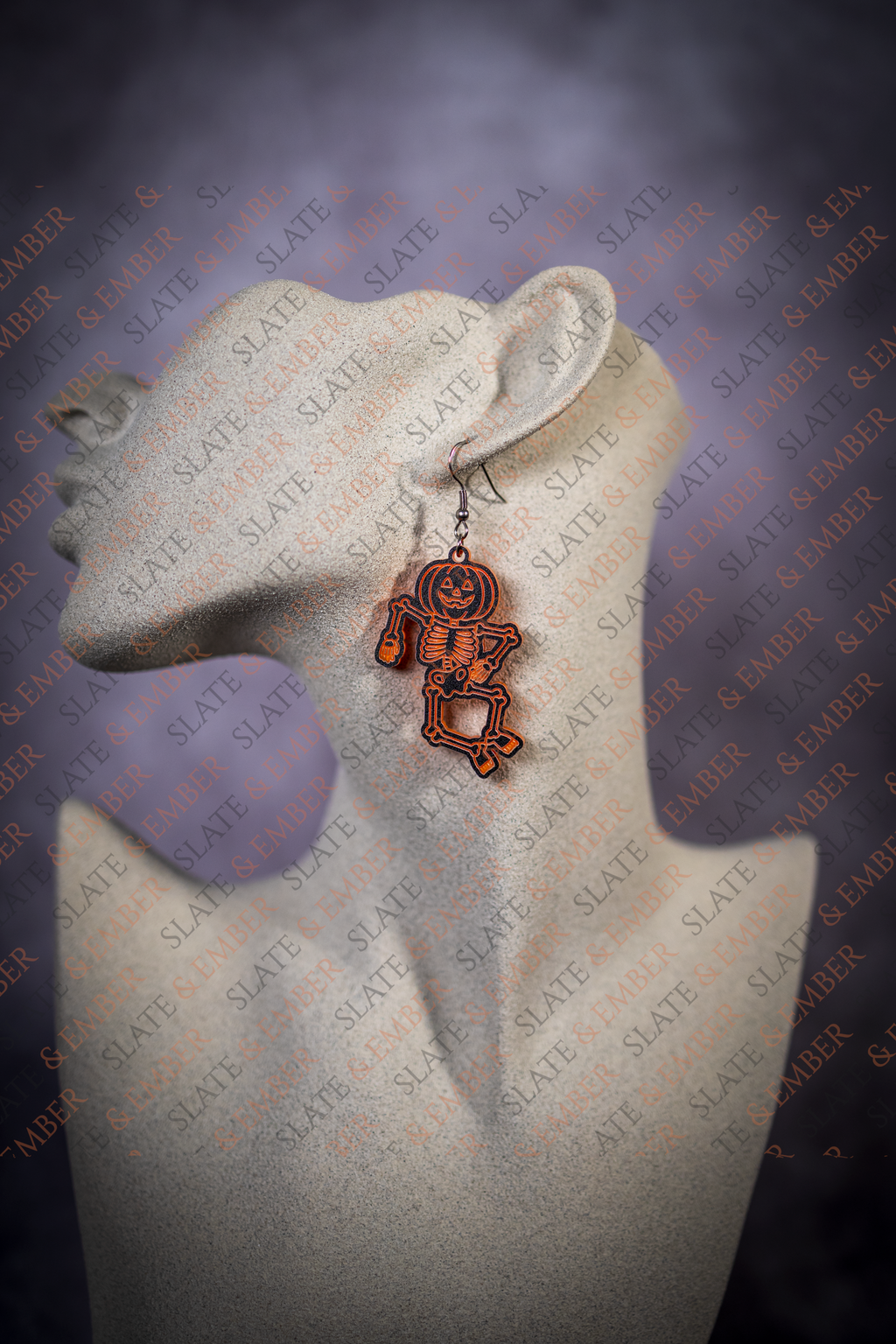 Pumpkin Bones Skeleton Acrylic Earrings