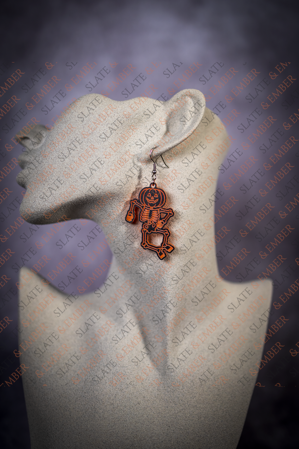 Pumpkin Bones Skeleton Acrylic Earrings