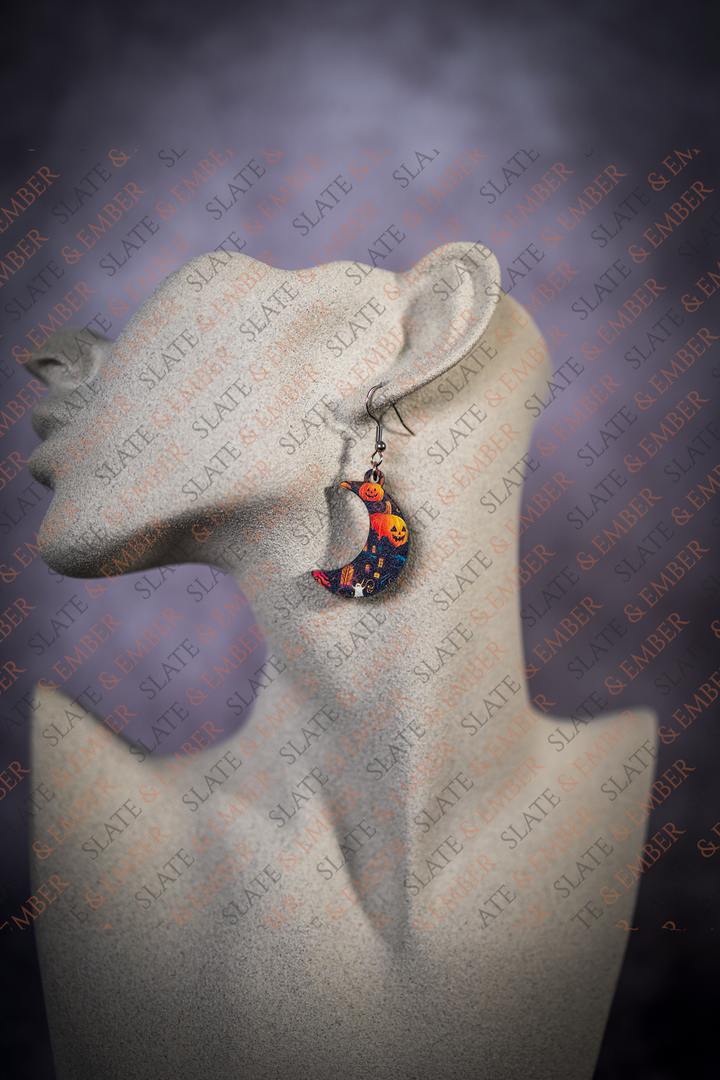 Spooky Nights Crescent Moon Acrylic Earrings